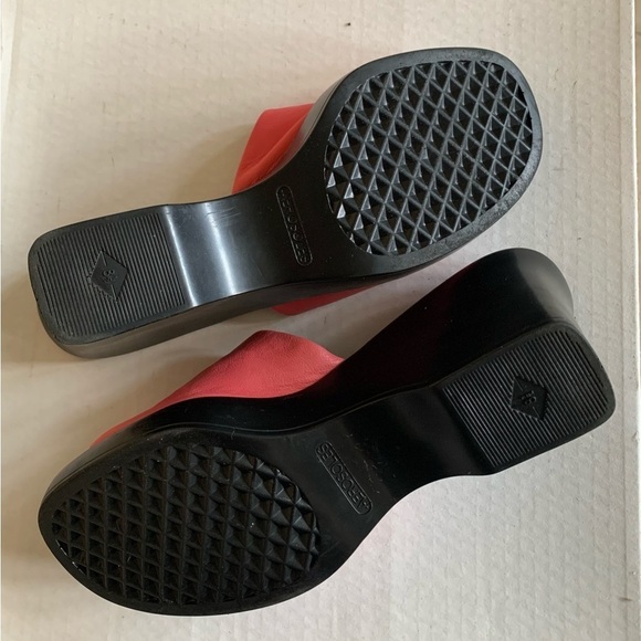 Aerosoles Wedge Sandals Summer Slides Clogs Salmon Pink Leather Heel 3 1/4” 8.5 - Picture 13 of 14